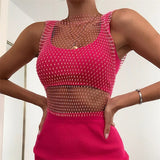 Summer Sexy Diamonds Mesh Cropped Bikini Tank Top