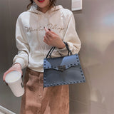 Studded Leather Crossbody Messenger Bag