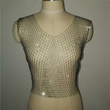 Summer Sexy Diamonds Mesh Cropped Bikini Tank Top