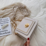 Stone Buckle Leather Mini Crossbody Bag