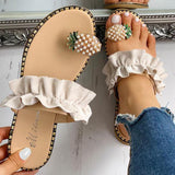 Pineapple Pearl Flat Toe Bohemian Beach Slipper Sandal