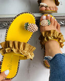 Pineapple Pearl Flat Toe Bohemian Beach Slipper Sandal