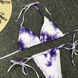 Brazilian Tie-dye Micro Bikini Thong Two Piece  Set
