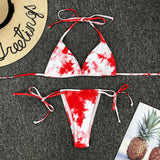 Brazilian Tie-dye Micro Bikini Thong Two Piece  Set