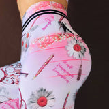 High Waist Digital Print Stretch Fitness Running Leggins