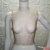 Summer Sexy Diamonds Mesh Cropped Bikini Tank Top
