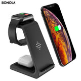 QI 10W Fast Charge 3 In 1 Wireless Charger For Iphone 11 Pro Charger Dock For Apple Watch 5 4 Airpods Pro Wireless Charge Stand