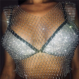 Summer Sexy Diamonds Mesh Cropped Bikini Tank Top