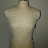 Summer Sexy Diamonds Mesh Cropped Bikini Tank Top