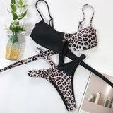 High Waist Bikini Set Leopard Snake Print