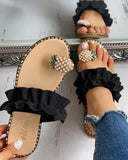 Pineapple Pearl Flat Toe Bohemian Beach Slipper Sandal