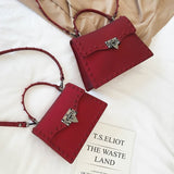 Studded Leather Crossbody Messenger Bag