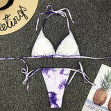 Brazilian Tie-dye Micro Bikini Thong Two Piece  Set