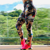 High Waist Digital Print Stretch Fitness Running Leggins