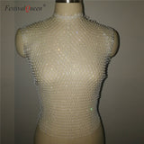 Summer Sexy Diamonds Mesh Cropped Bikini Tank Top