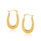 Fancy Oval Hoop 10k Yellow Gold Earrings