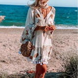 Starfish Printed Flower Dress Bohemian Tassel