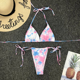 Brazilian Tie-dye Micro Bikini Thong Two Piece  Set