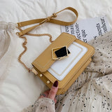 Square Buckle Chain PU Leather Crossbody Bag