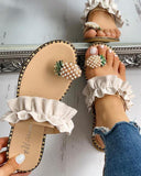 Pineapple Pearl Flat Toe Bohemian Beach Slipper Sandal