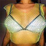 Summer Sexy Diamonds Mesh Cropped Bikini Tank Top