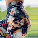 High Waist Digital Print Stretch Fitness Running Leggins
