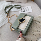 Square Buckle Chain PU Leather Crossbody Bag