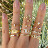 Vintage 11 Pcs/set Evil Eye Olive Branch Rings