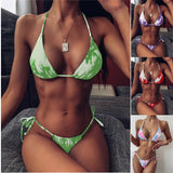 Brazilian Tie-dye Micro Bikini Thong Two Piece  Set