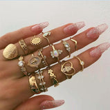 Vintage 11 Pcs/set Evil Eye Olive Branch Rings