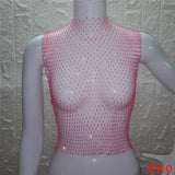 Summer Sexy Diamonds Mesh Cropped Bikini Tank Top