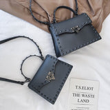 Studded Leather Crossbody Messenger Bag