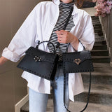Studded Leather Crossbody Messenger Bag