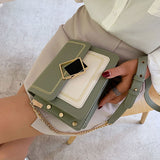 Square Buckle Chain PU Leather Crossbody Bag