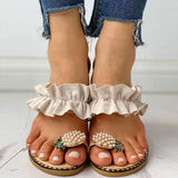 Pineapple Pearl Flat Toe Bohemian Beach Slipper Sandal