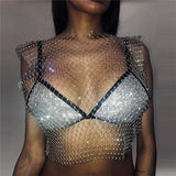 Summer Sexy Diamonds Mesh Cropped Bikini Tank Top