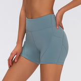 Two Pockect Anti-sweat Athletic Shorts High Waisted
