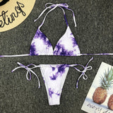 Brazilian Tie-dye Micro Bikini Thong Two Piece  Set