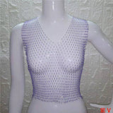 Summer Sexy Diamonds Mesh Cropped Bikini Tank Top