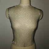 Summer Sexy Diamonds Mesh Cropped Bikini Tank Top