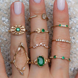 Vintage 11 Pcs/set Evil Eye Olive Branch Rings