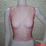 Summer Sexy Diamonds Mesh Cropped Bikini Tank Top