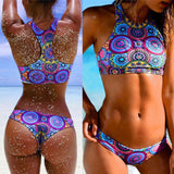 Printed Multi-Colored Bikini Two Piece Set