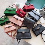 Studded Leather Crossbody Messenger Bag