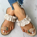 Pineapple Pearl Flat Toe Bohemian Beach Slipper Sandal
