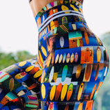 High Waist Digital Print Stretch Fitness Running Leggins