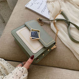 Square Buckle Chain PU Leather Crossbody Bag