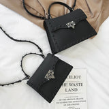 Studded Leather Crossbody Messenger Bag