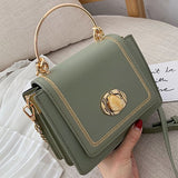 Stone Buckle Leather Mini Crossbody Bag