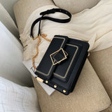 Square Buckle Chain PU Leather Crossbody Bag